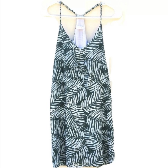 Lucca Couture Womens small Green Leaf print Racerback V-neck sleeveless dress - Picture 2 of 11